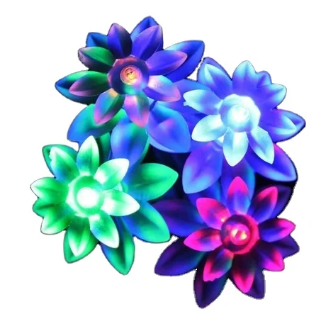 Patio String Lights Hanging 20 Led Lotus Shape Solar Led Flower Light Christmas