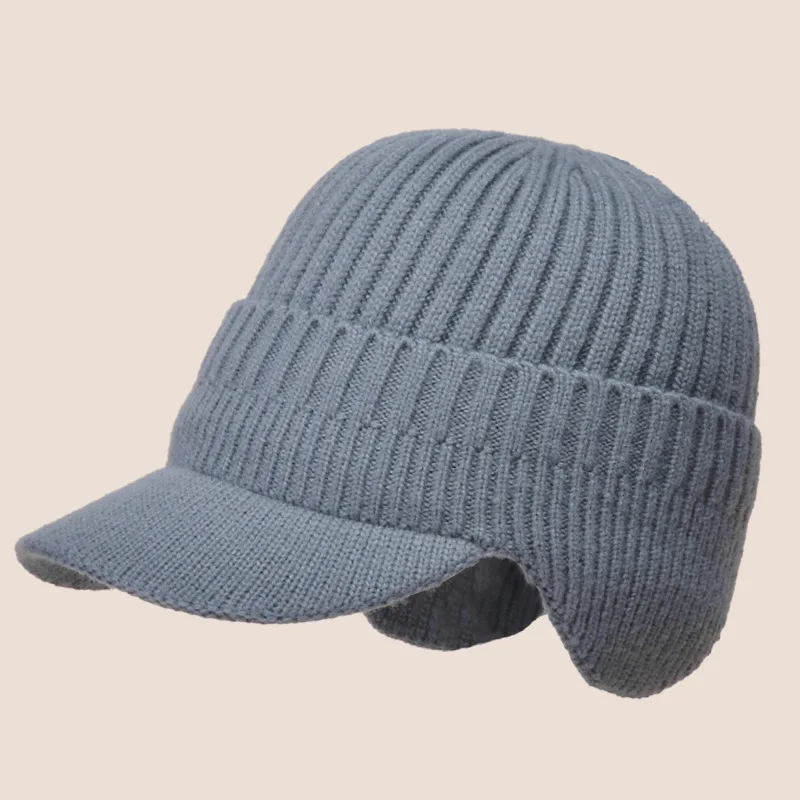 Wholesale earflap warm cap knitted winter hats men beanie for custom