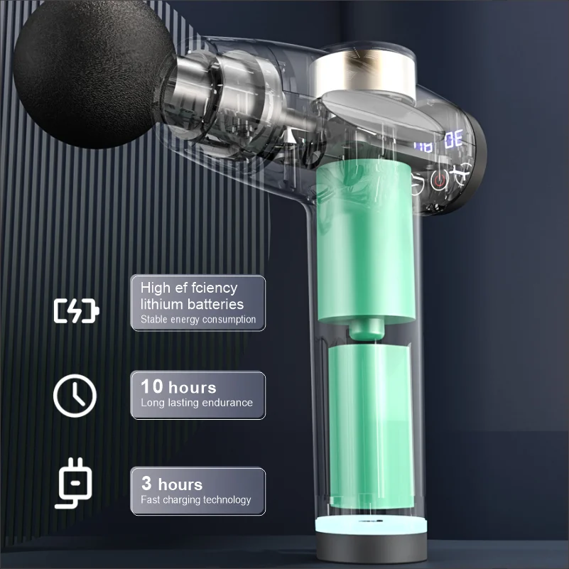 Percussion Gun Massager 10Mm Vibration Muscle Massage 6 Heads Fascia Mini Deep Tissue 30Greas LCD Display Massage Gun