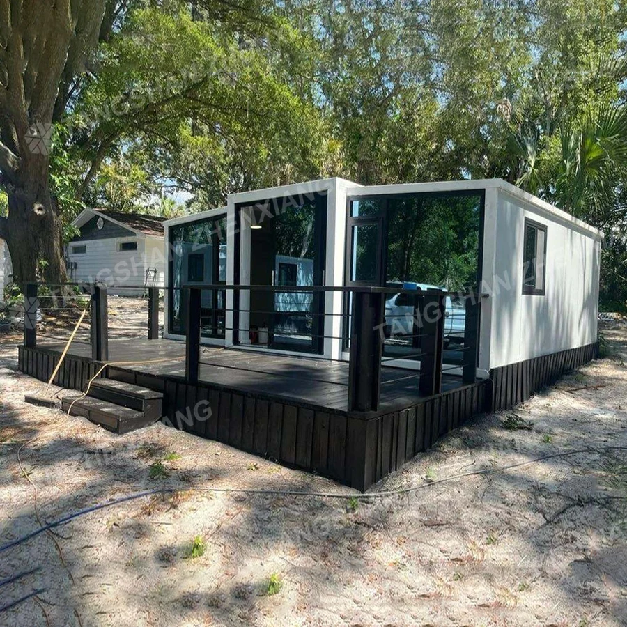 New Design Australia Expandable Container House Cheap Expandable Container House 40ft Double Wing Folding House For Sale