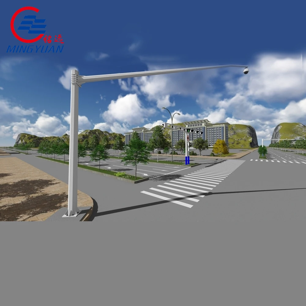 Double Arms HDG and Powder Coated CCTV Camera Monitor Pole