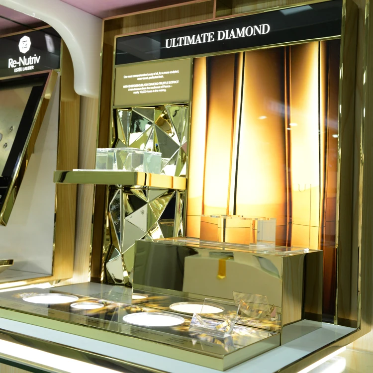 Professional Supplier Customized Brand Jewellery  Counter Lighted luxury makeup display