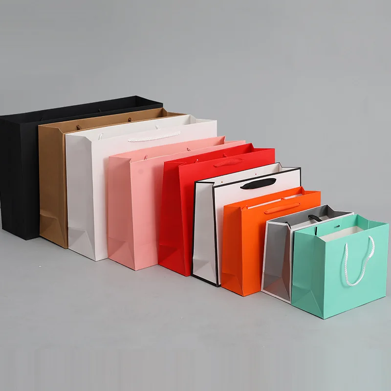 White Black Paper Bag With Logo Recycled Brown Kraft Paper Bags With HandleCustom Kraft Paper Shopping Bag With Your Own Logo