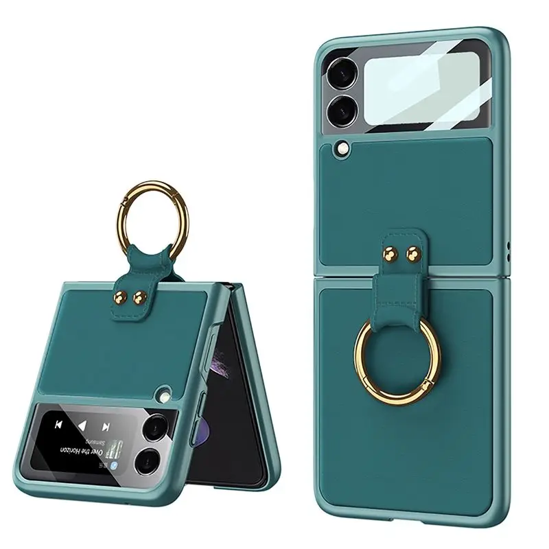 New Phone Film Film Protective Cover Ultra Thin Pc with Ring Buckle Phone Case Cover For Samsung Galaxy Z Flip 3 Z Fold3