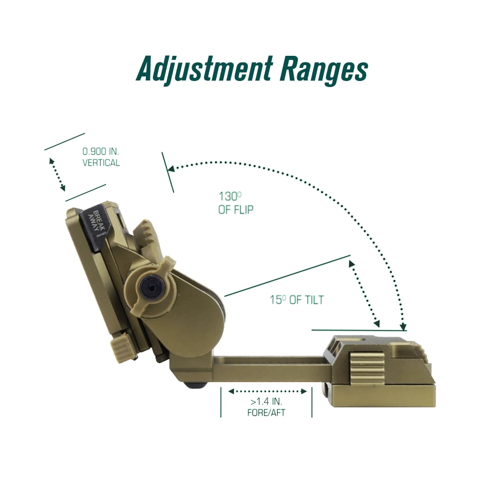 SPECPRECISION Tactical NVG L4G24 Extended Size Night Vision Helmet Mount Metal CNC