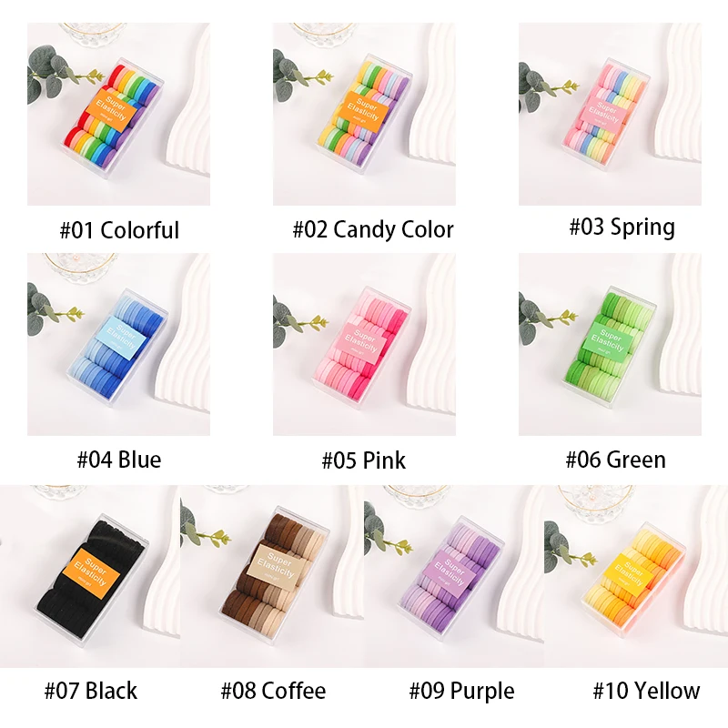 wholesale Women scruchies Colorful Girls Ponytail Holder Scrunchie Hair Tie Elastic Nylon Hair Ropes boxed