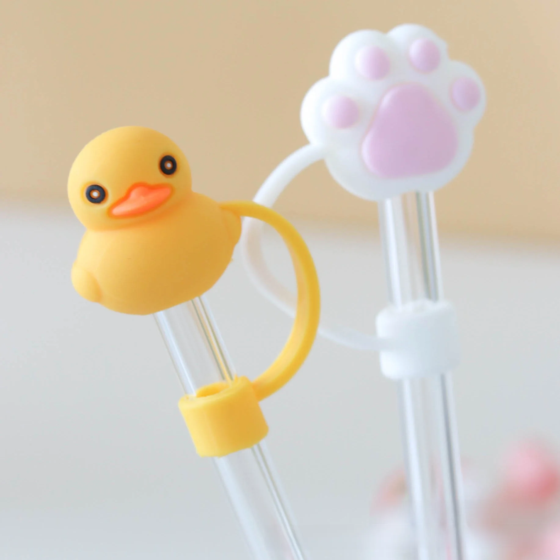 OEM Factory Custom Multisize Silicone Straw Stopper Cartoon 10mm Soft Rubber Dustproof Sleeve PVC Food Grade Straw Cap