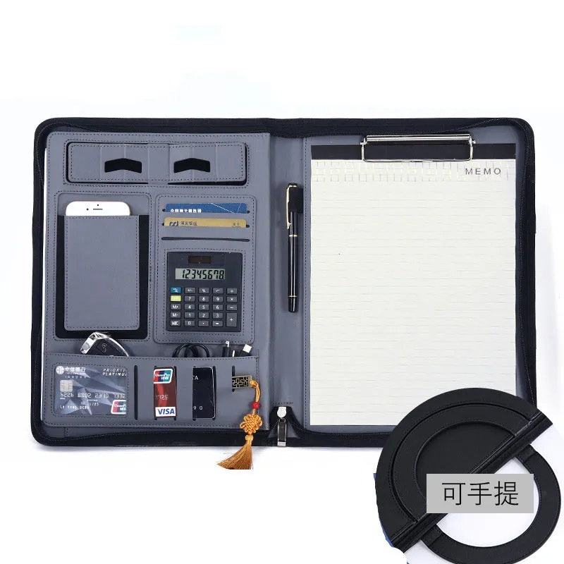 wireless charging bank files a4 folder office stationery leather portfolio luxury leather portfolio folder
