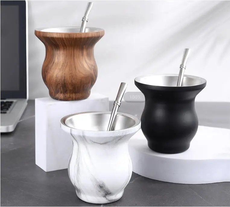 Double Wall Stainless Steel Mate Tea Cup Bombilla Yerba Mate Gourd Set Includes Yerba Mate Gourd Cup With One Bombilla