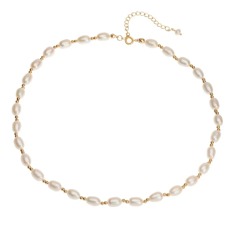 Original Water Drop Rice Beads Jewelry Natural Freshwater Pearl Necklace Clavicle Chain Real Pearl Necklace
