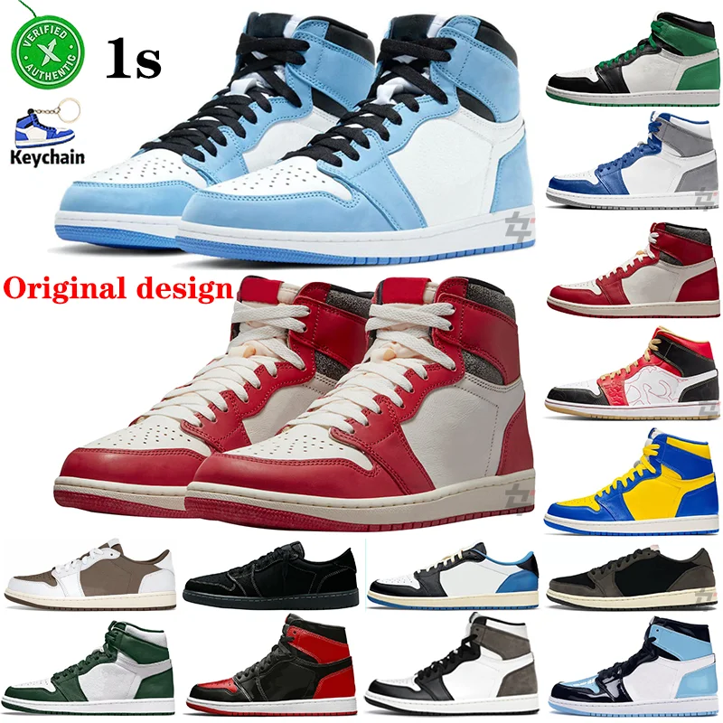 Newest In Stock X AJ 1 Retro High Low OG 1s Reverse Mocha Denim University Blue mens aj 1 Chicago Lost and Found shoes