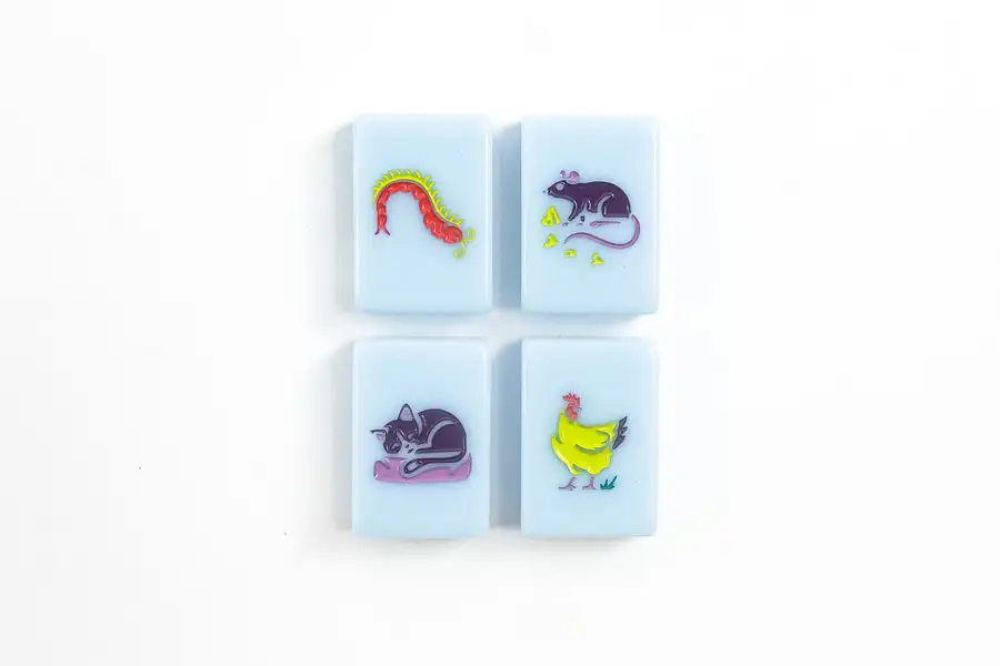 Light Blue SINGAPOREAN MAHJONG TILES custom American Mah jong Tiles Set with Your Design