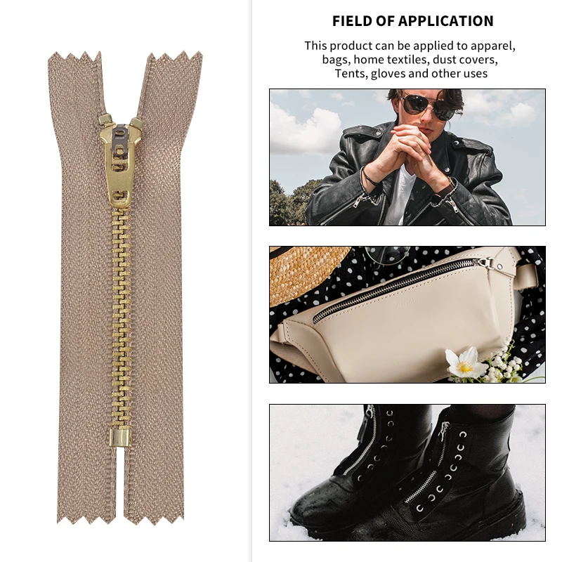 OCO Cremalleras de brass metal Color closed auto lock custom metal zip 3# zipper fashion metal zipper for jean