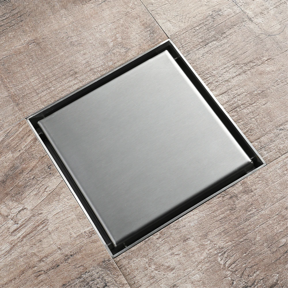 HIDEEP Bathroom Toilet Balcony Anti-odor Drains 15x15cm Square Stainless Steel Brushed Floor Drain