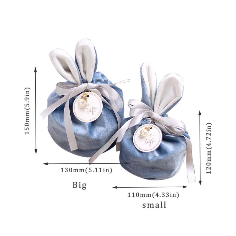 Velvet Easter Bags Cute Bunny Gift Packing Bags Dropshipping Rabbit Chocolate Candy Bags for Wedding Birthday Party Decoration