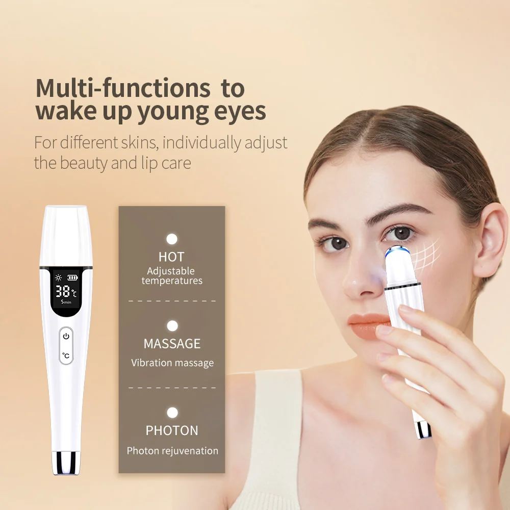 Beauty Electric Eye Massager for Dark Circles Puffiness Fine Lines Wrinkle and Bags Under Eyes with Sonic Vibration Heating