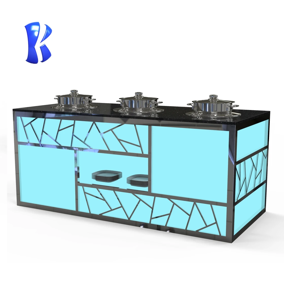 OKEY Restaurant hotel kitchen equipment list luxury marble buffet led bar counter