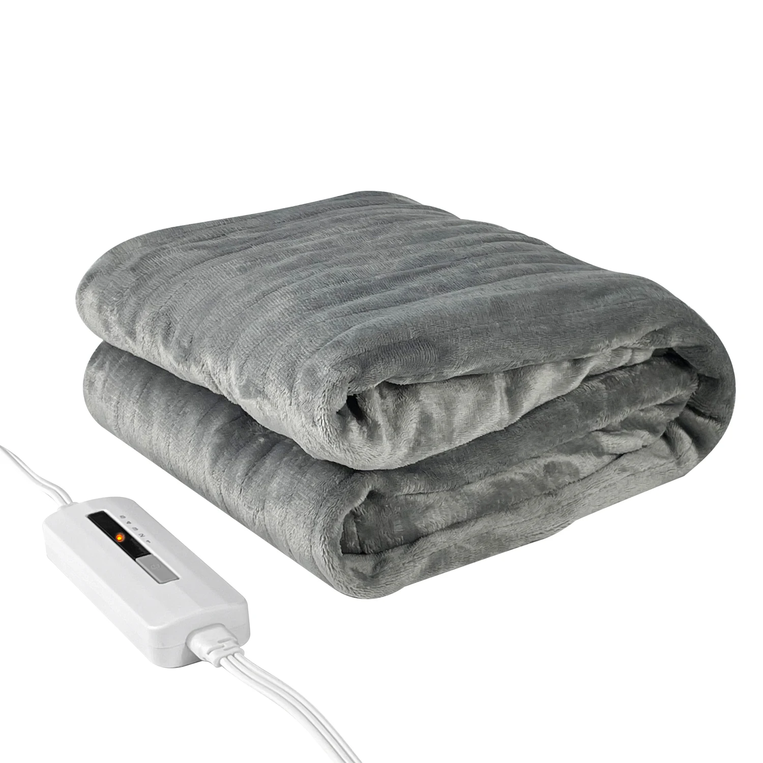 Cheap price Solid Grey Color winter flannel electric blanket queen - throw heated blanket