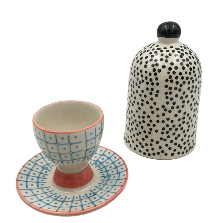 Multi Color Ceramic Egg Holder White Ceramic Hen Egg Holder with Lid for Hard Boiled Eggs Dishwasher Safe