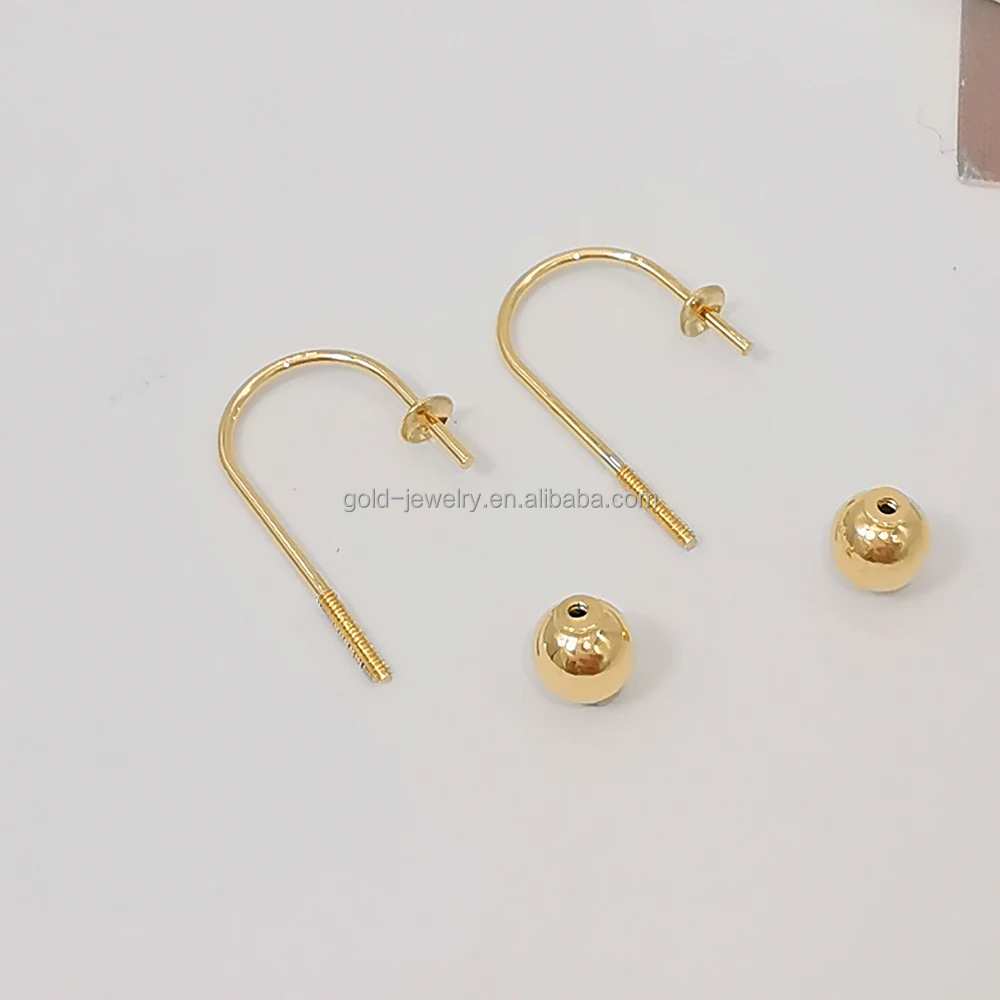 Gold 18K Jewelry Mountings For Pearl Earring Findings Wholesaler