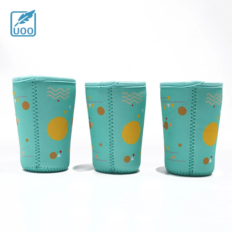 UOO OEM Recycled Neoprene Available Heat Resistant Neoprene Coffee Cup Insulated Sleeve for Coffee/Tea/Cold Drinks