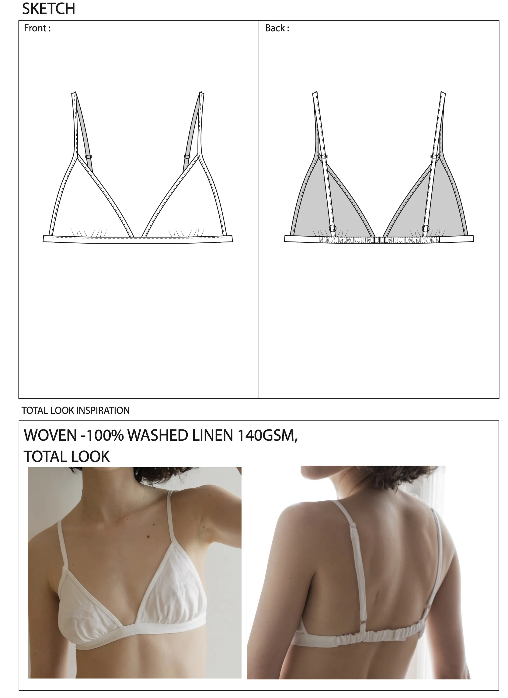 Ultra-Thin Linen French Triangle Cup Wireless Bralette LinenLingerie Dress Pajama  Summer Underwear Sets-Solid Bikini ODM