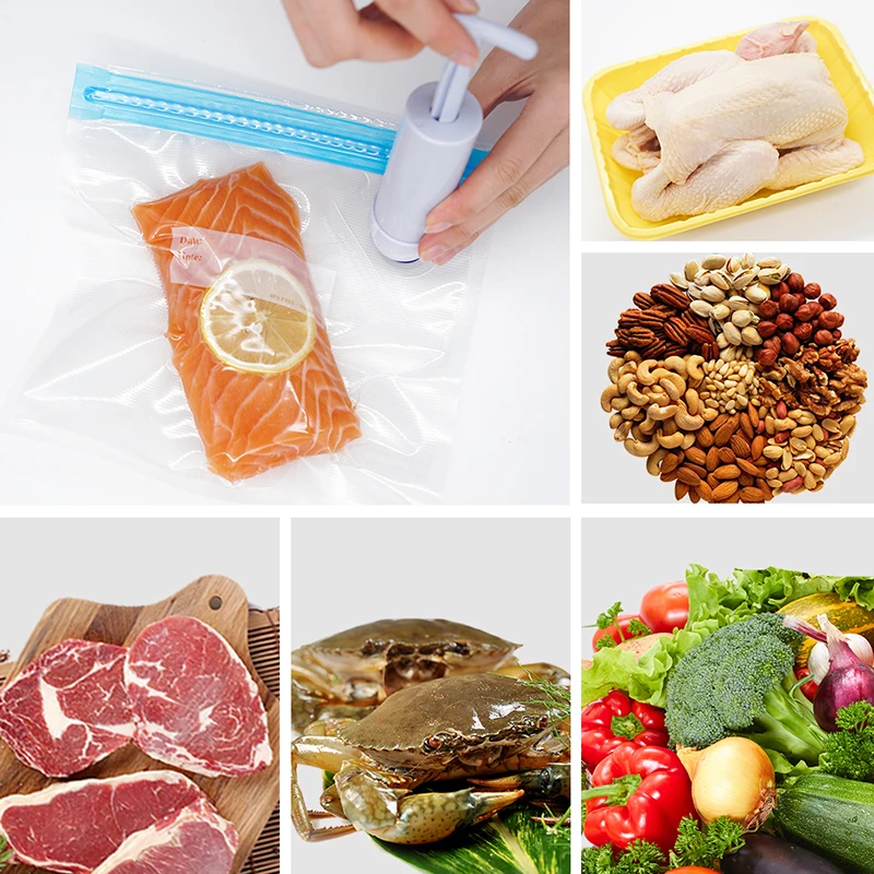 BPA free PA PE plastic reusable vacuum seal zip lock snack vegetables food storage bag