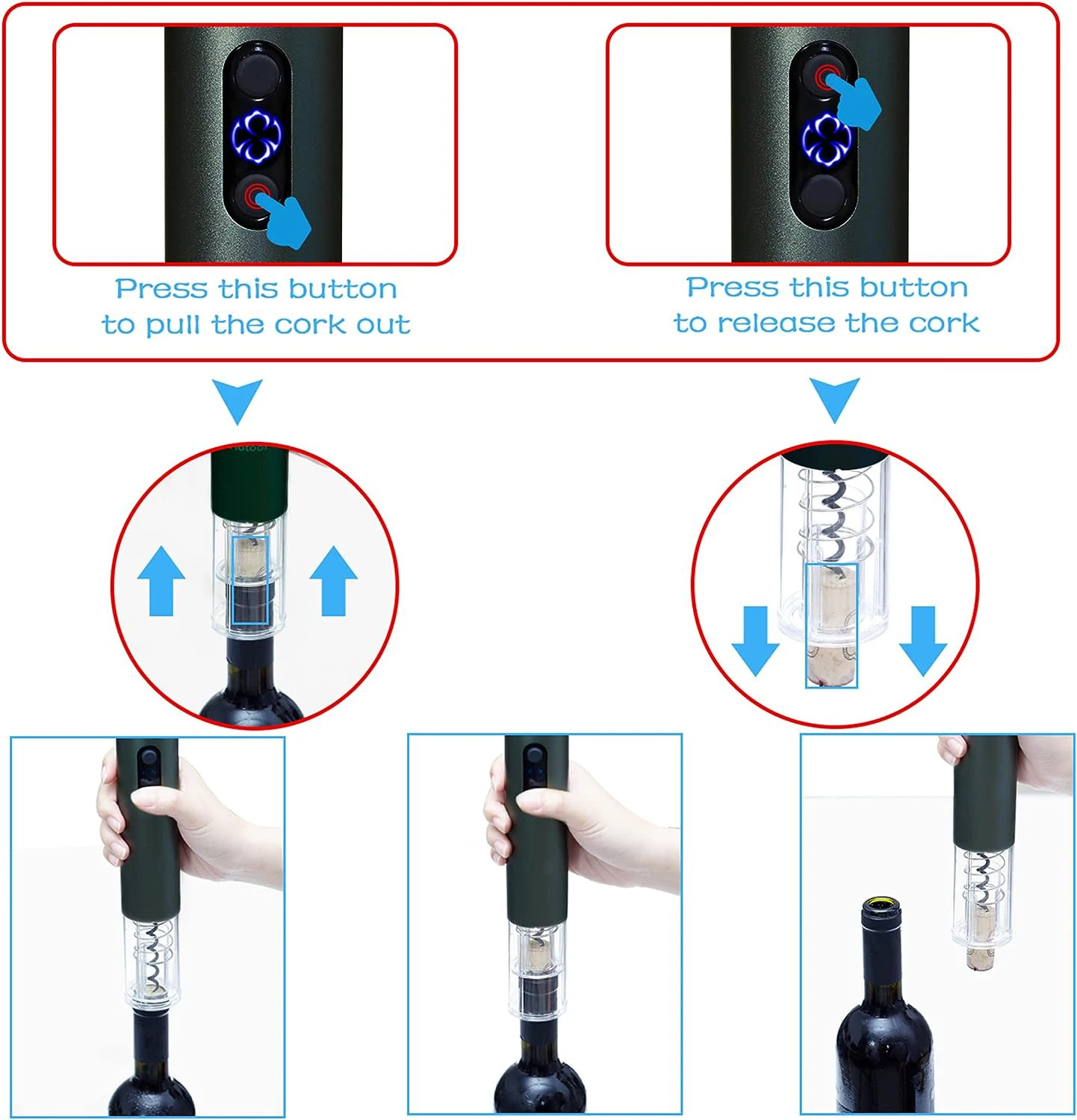 Customised Portable Black Automatic Usb Charging Automatic Electric Wine Bottle Opener Set