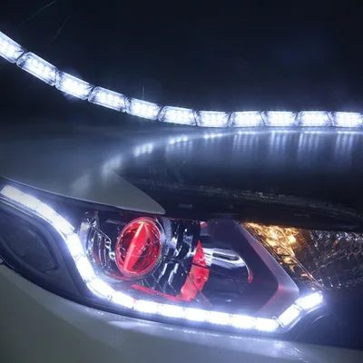 TECKZOOM High Bright Crystal LED Daytime Running Light with turn signal for Car Headlight Inside Install Retrofit