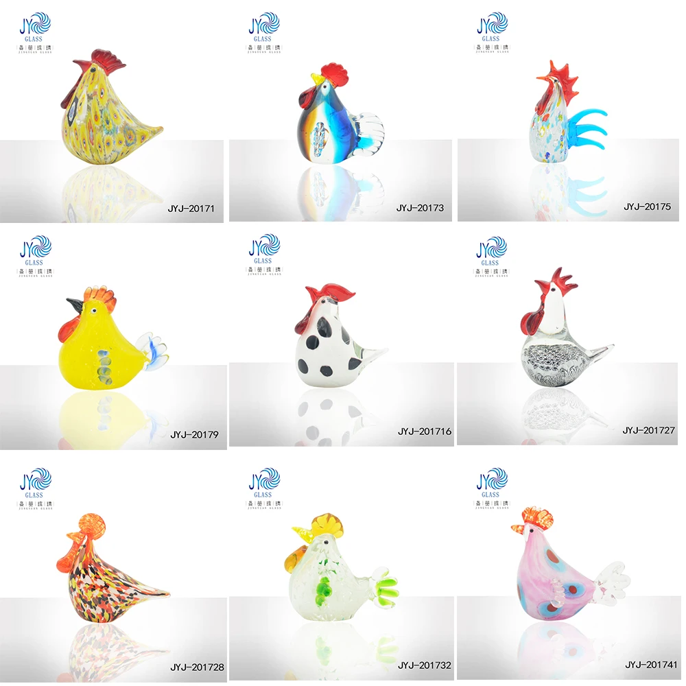 Murano Glass Rooster Figurine Hand Blown Easter Chicken Indoor Home Decorations Unique Animal Pattern Gifts