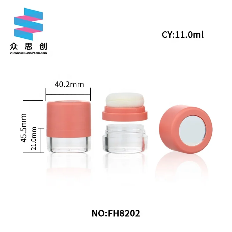 Fashion wholesale empty round cosmetic makeup blush loose dry powder case hair care setting powder container with mirror puff