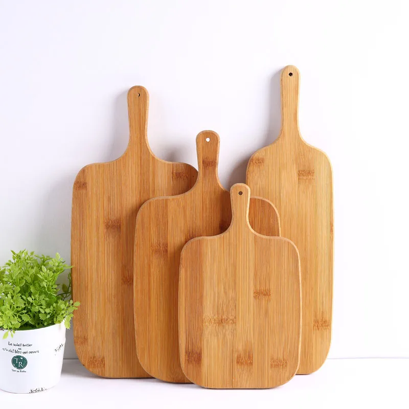 Cheese wooden chopping board blocks organic bamboo cheese pizza wood cutting charcuterie board set with handle