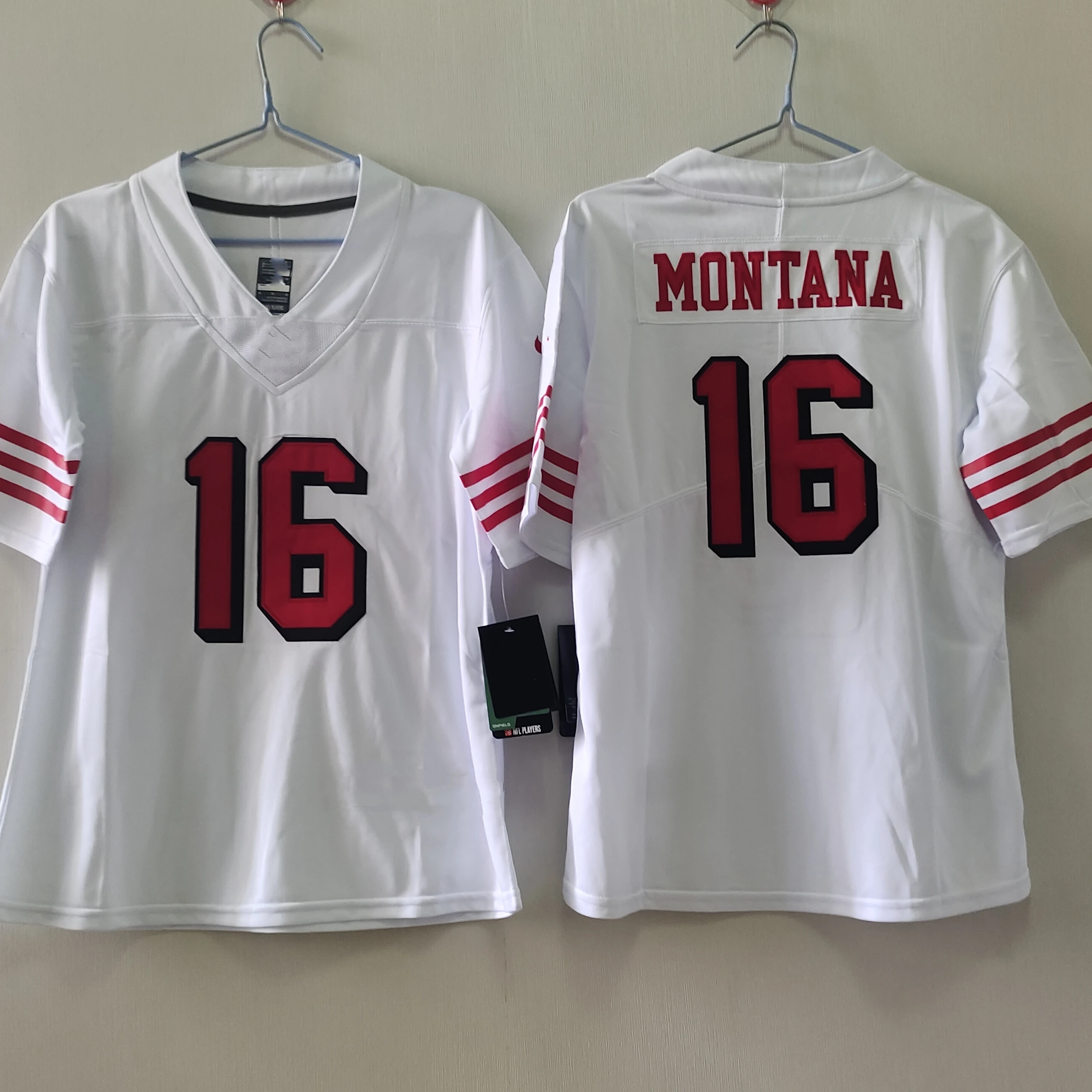 Дешевые Оптовые 2024 49ers № 16 montana женские футбольные майки летние быстросохнущие спортивные