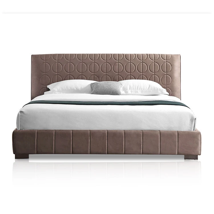 OEM Bedroom Furniture Soft Beds Full/Queen Size Wooden Frame Customized Leathered Fabric Soft Bed