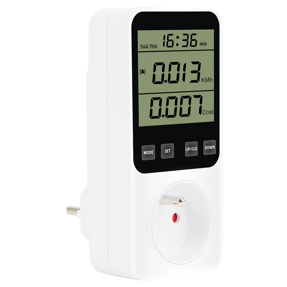 2023 New EU Digital LCD Power Meter Wattmeter Socket Wattage Kwh Energy Meter 230V FR Measuring Outlet Power Analyzer