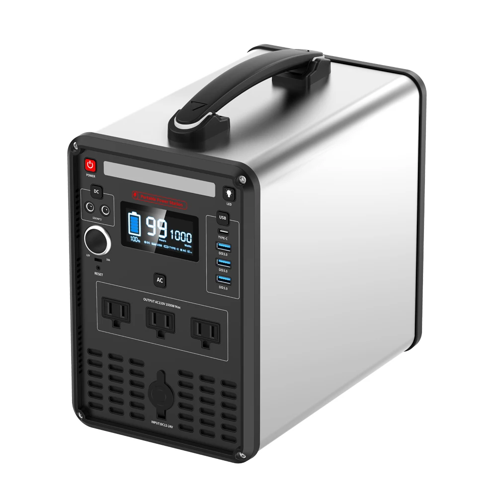 Small generator portable quiet power station 1000W with AC DC Type c USB outlet lithium battery charging