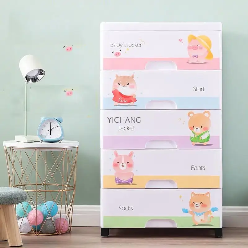 Hot Cartoon Pattern Baby Cupboard Closet Toy Cupboard Wardrobe Storage Cabinet with Drawer