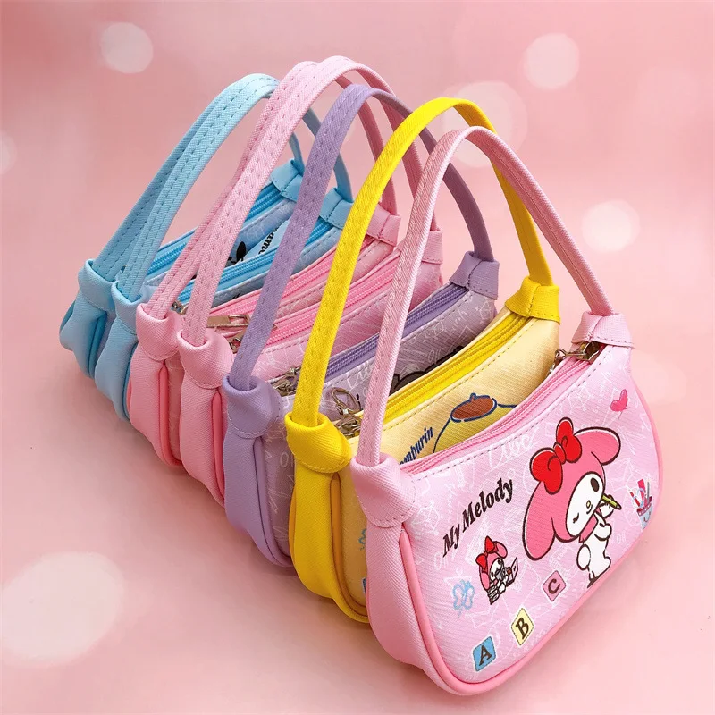 New Arrival Cartoon PU Leather Kuromi Anime Tote Bags Cute Waterproof Sanrioed Hello Kt Cat Anime Kids Girls Coin Purse Handbags