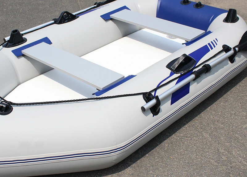 Canoe/Kayak Inflatable Boat Set 2-3 Person Thickened Fishing Boat Hard Inner Bottom Floor Boat with 3 Separate Air Chambers