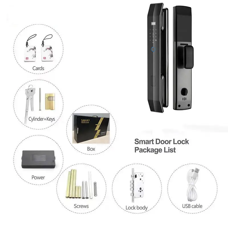 Factory Price Fingerprint Smart Door Lock RFID WIFI Password Keyless Apartment Room Lock Tuya APP Digital Door Lock