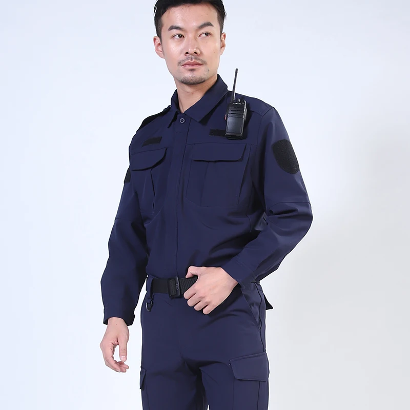 Wholesale quick drying black blue autumn and winter security uniform hotel restaurant black security uniforms guard set