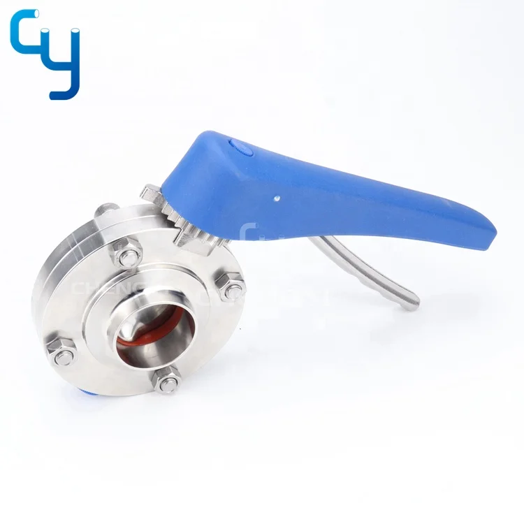 Stainless Steel 304 316L Tri Clamp Manual Sanitary Butterfly Valve With Different Types of Handle
