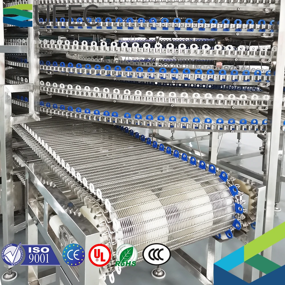 iqf freezing tunnels 100kg/h spiral iqf quick blast freezer tunnel freezer bakery spiral conveyor freezer