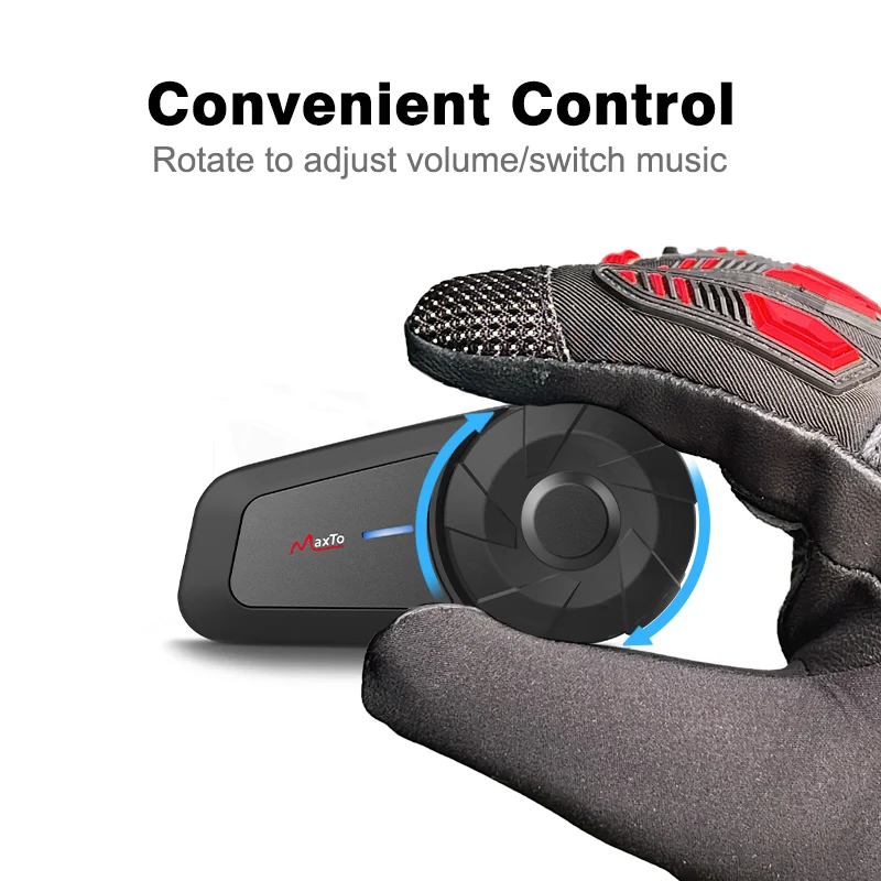 MAXTO Motorcycle Helmet Bluetooth Intercom Earphones for Two 800 meter Intercom with Music Sharing Helmet Bluetooth Earphones