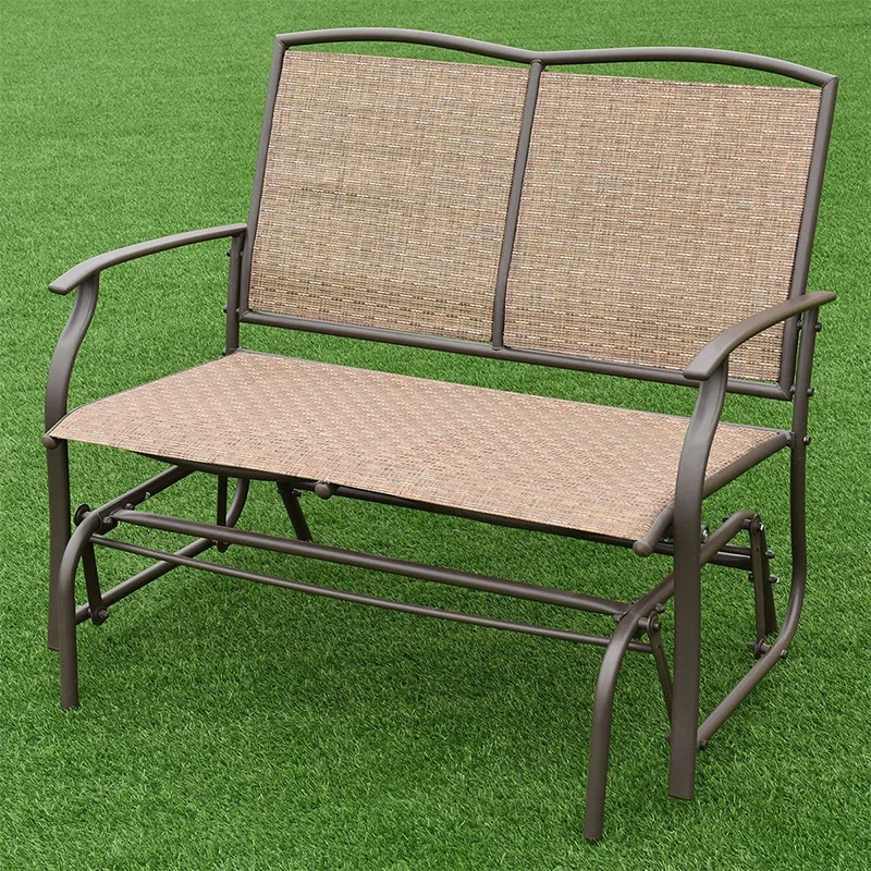 Garden Outdoor Metal  Bench Chair  Patio Glider Chair Comfortable Rocking Lounge Chair Swing Glider Bench