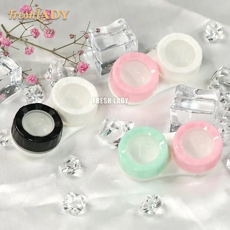 
Fresh lady Macaron wholesale colorful color eye contact lens case 