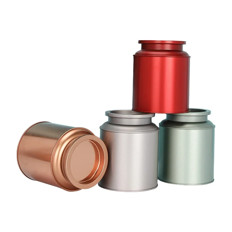 Оловянная металлическая Вертикальная упаковочная коробка для чая 250 г, четыре цвета и два размера, поддержка индивидуальных услуг