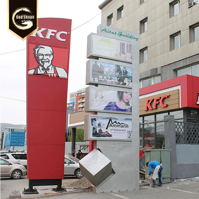 Metal Advertising Customized Wayfinding Pylon Signage