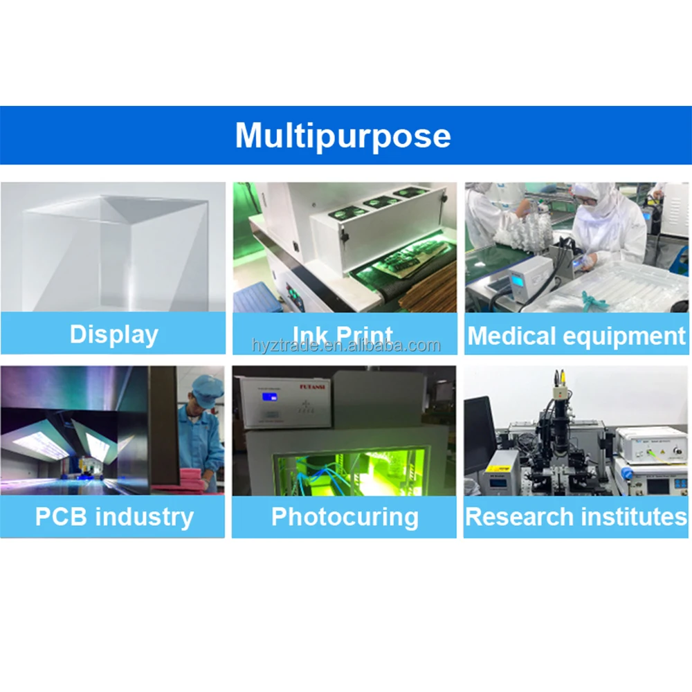 250W Quick Dry 3D Printer  UV Curing Lamp 365nm Adhesive Resin Green Oil Solder PCB Board Coating LCD Screen Paint UV LED Light