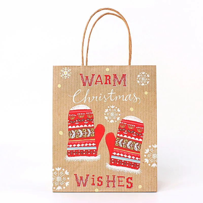 Low cost Biodegradable reusable Paper bags custom tiny Christmas brown Kraft paper gift bag for gift with logo print
